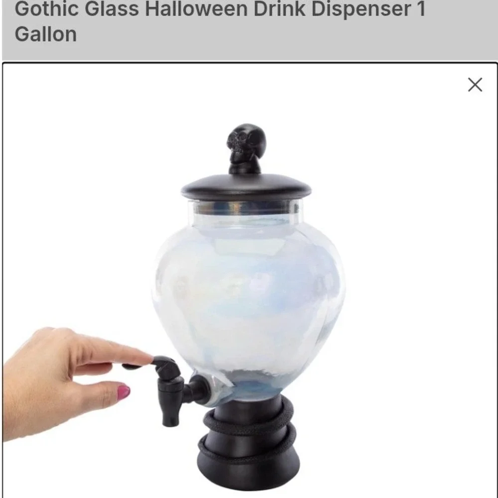 Snake Glass Dispenser 1 Gallon Halloween Gothic Skull‎ Iridescent Black Open Box